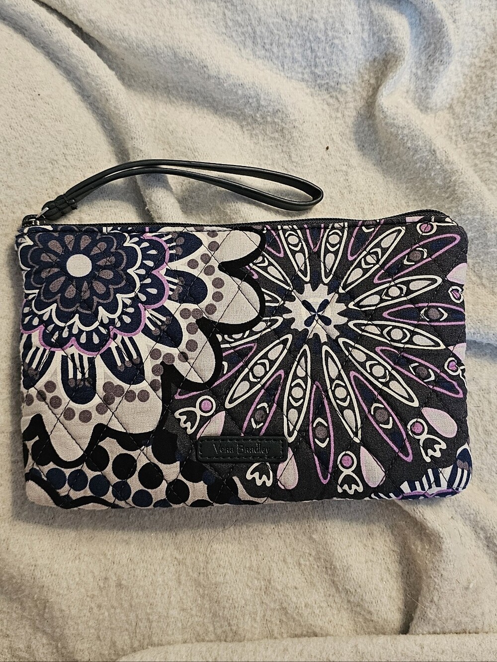 Vera Bradley Mimosa Medallion Purple Ane Black Wristlet